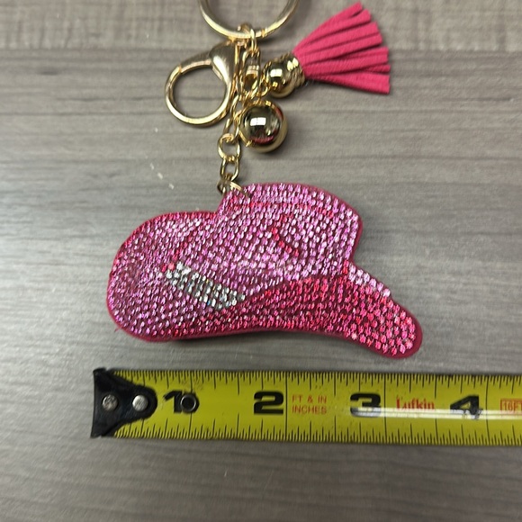 🍒4/$20 Rhinestone Puffy cowgirl hat 🌺 NEW bag charm  💕💕 - Picture 4 of 4